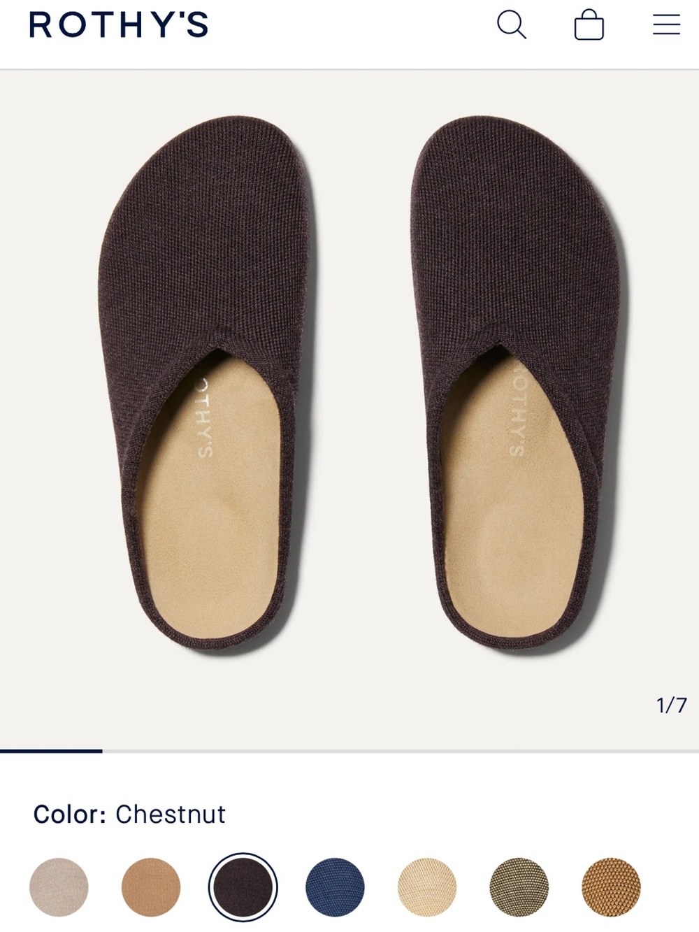 Rothy's The Casual Clog. Size 9. Chestnut.